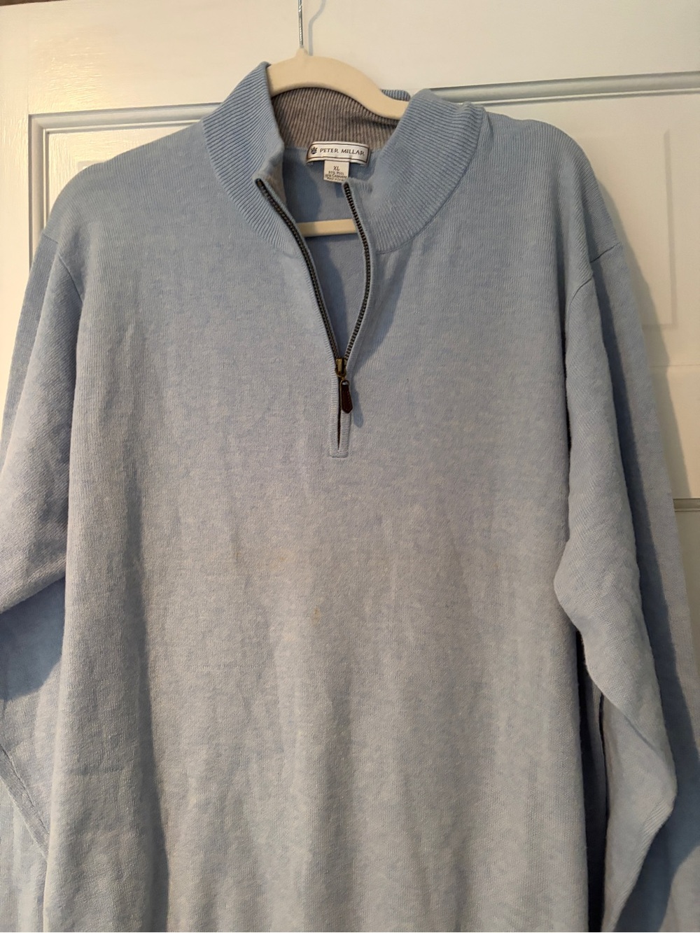 Light Blue Quarter-Zip Sweater Peter Millar xl men’s wool cashmere - Picture 3 of 10